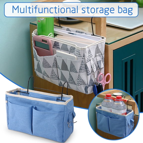 1X Storage Bag Bed Organizer Hanging With Metal Hooks Bedside Storage Bag Dorm Rooms Home Textile Storage