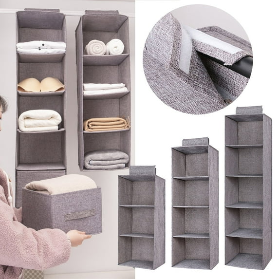 1X Storage Bag Hanging Closet Organizers and Storage 5 Shelf Hanging Drawer for Closet Collapsible Heavy Duty Hanging Closet Dresser for Clothes Bags Shoes Home Textile Storage
