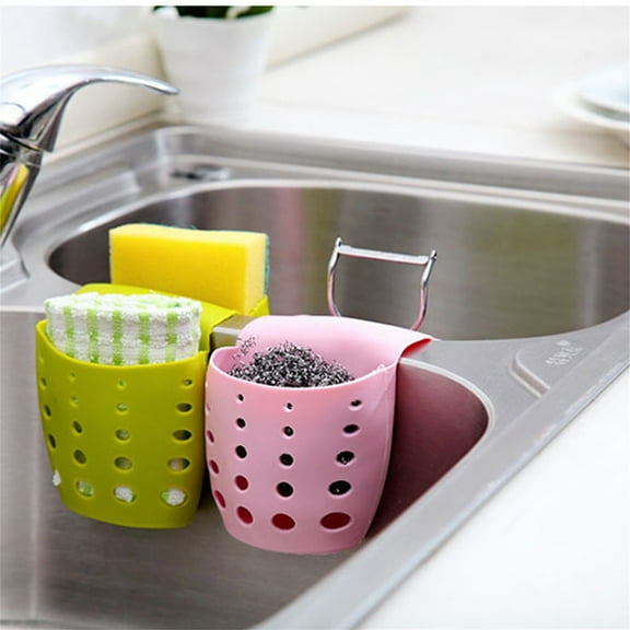 1X Storage Basket Kitchen Drainage Shelf Multifunctional Dishwashing Sponge Storage Rack Home Textile Storage