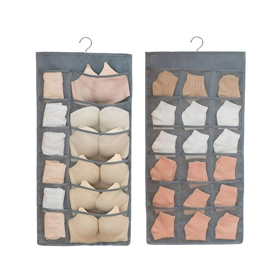 1X Storage Organizer Bag,Closet Hanging Organizer And Rotating Metal Hangers Cloth Space Saving Bag Double Sided Hanging Organizer For Underwear Underwear Bras And Socks