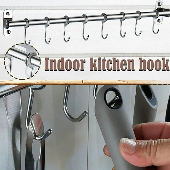 1X Storage Rack Hooks ​Kitchen Utensil Storage Hanger Stainless Kitchen Rack Home Textile Storage