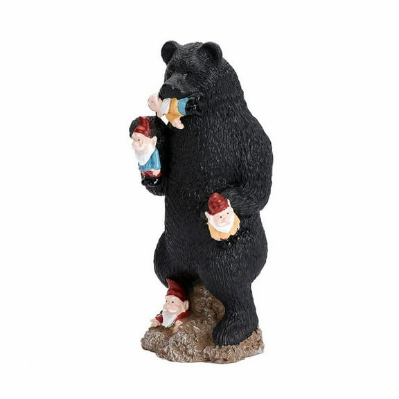 1X Table Decorative Item - Lifelike Bear Eating Gnome Sculptures Black Bear Statue Garden Bear Figure Bear Shape Desktop Crafts for Yard Decoration
