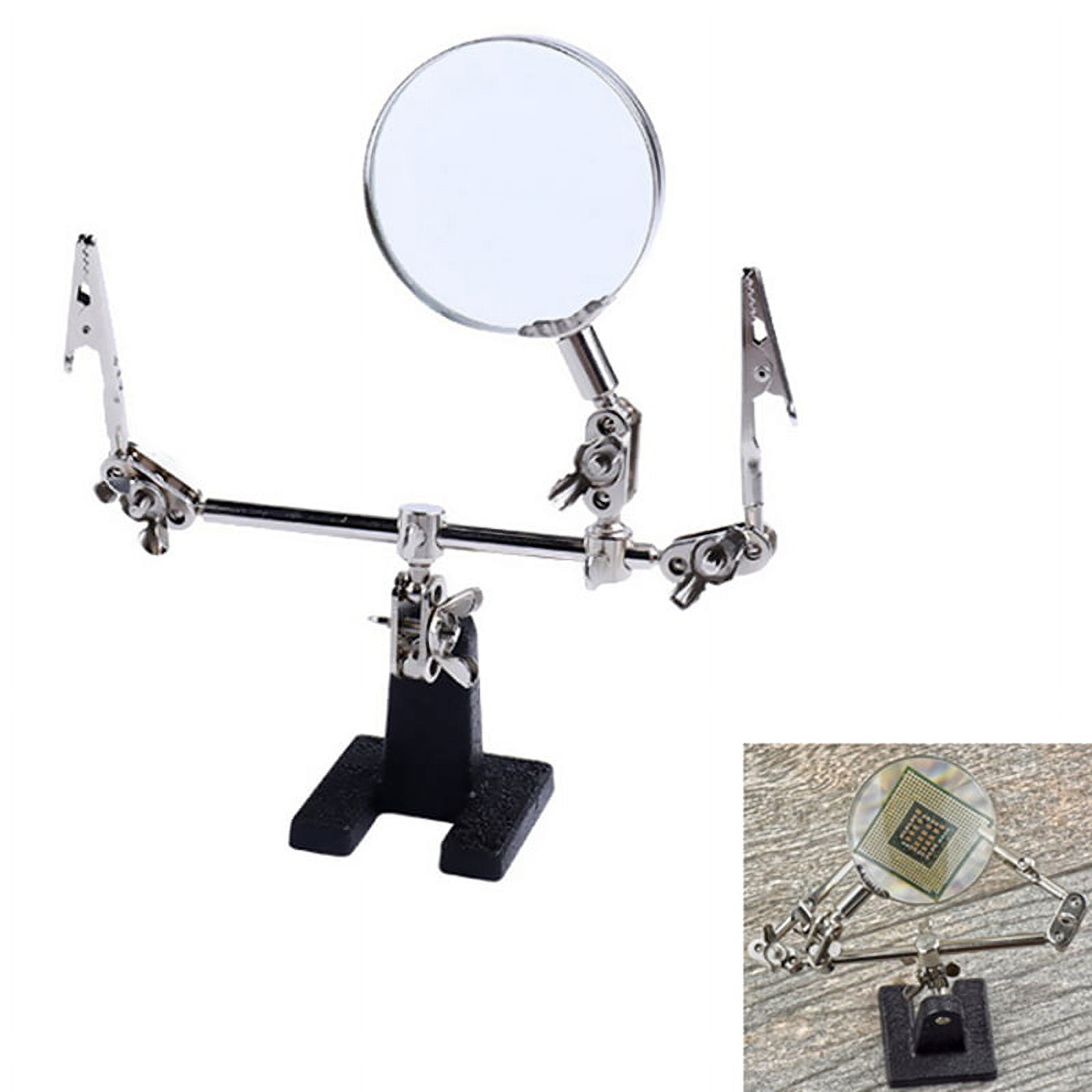 1X Third Hand Soldering Iron Stand Helping Clamp Vise Clip Magnifying