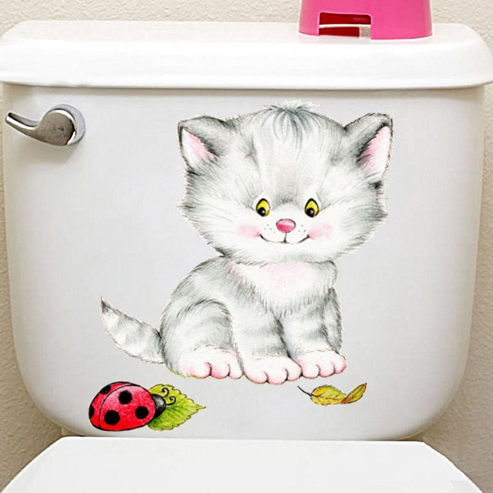 Funny Naughty Cat Toilet Seat Decal - Waterproof Self-Adhesive Sticker For Bathroom Decor