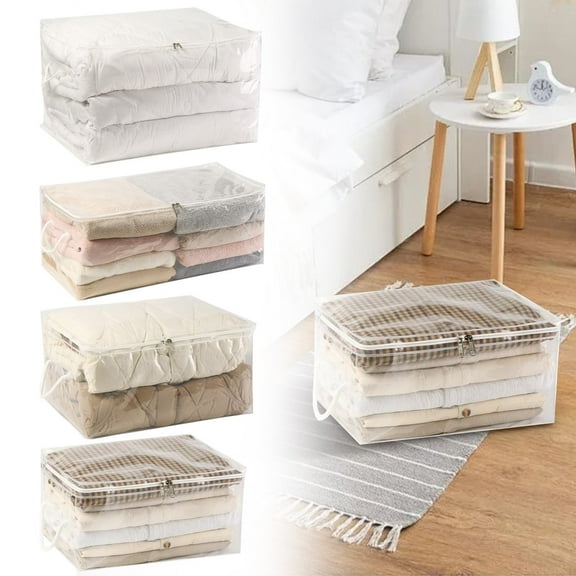 1X Transparent Storage Bag Transparent Zipper Storage Bag Clothing Storage Bag Blanket Linen Bed Sheet Blanket Clothes Pillow Storage Bag Home Textile Storage