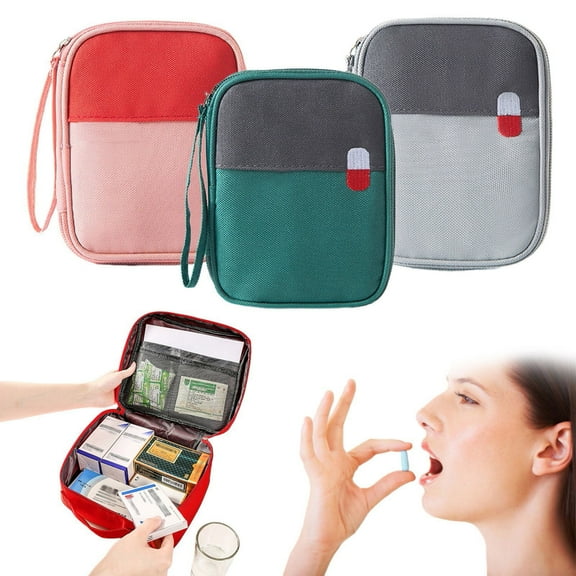 1X Travel Mini First Aid Kit Travel Mini Pouch Portable Mini Kit Storage Bag Empty Pouch for Outdoor Camping Hiking Travel Emergency Small Pouch Home Textile Storage