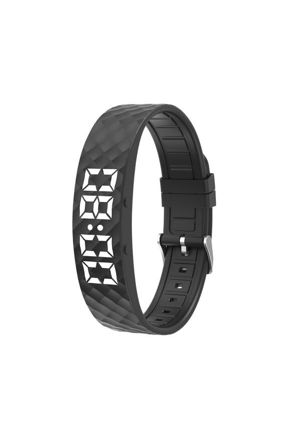 1X Vibration Alarm Smart Bracelet, Rechargeable Fitness Tracker With Wake - Up Alert, Black - Multi - Function For Sports, Daily Use, Suitable For Teens, S