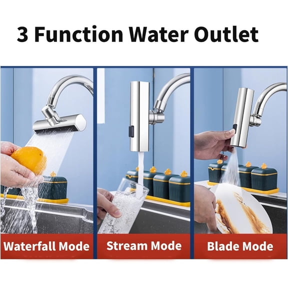 1X Waterfall Faucet Kitchen Faucet Head Replacement 3 Function Kitchen Faucet Sprayer Head 360° Swivel Anti Faucet Spray Nozzle M22 Female Thread Spray Head for Kitchen Faucet