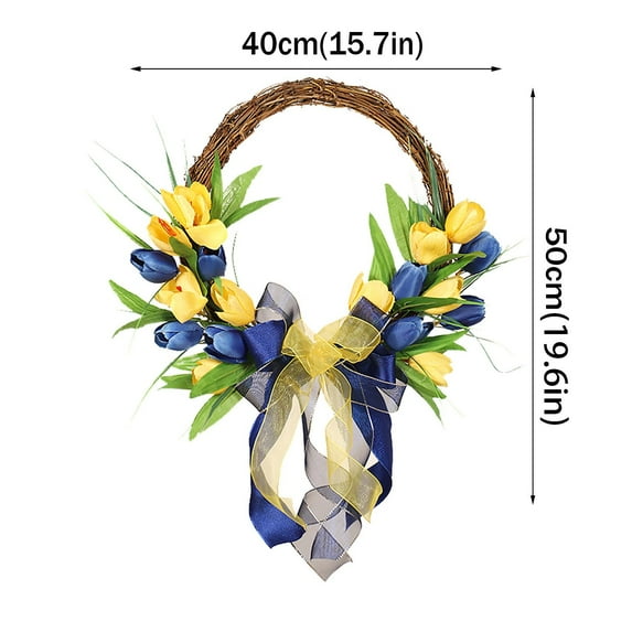 1X Wreath Clearance! Front Door Wreath Yellow and Blue Wreath Spring Summer Farmhouse Wreath for Front Door Home Wall Wedding Tabletop Summer Decor