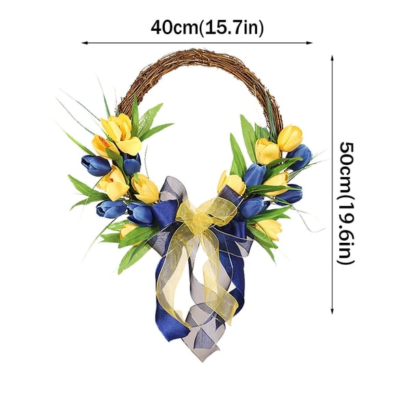 1X Wreath Clearance! Front Door Wreath Yellow and Blue Wreath Spring Summer Farmhouse Wreath for Front Door Home Wall Wedding Tabletop Summer Decor