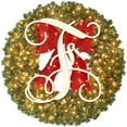 1X Wreath, Fenull Pre Lit Initial Outdoor Christmas Wreaths Artificial