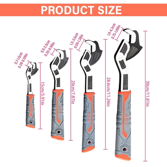 1X Wrench Industrial Grade Multifunctional Pipe Tool Universal Adjustable Pipe Plumbers Pipe Vise Self Adjusting Quick Pipe