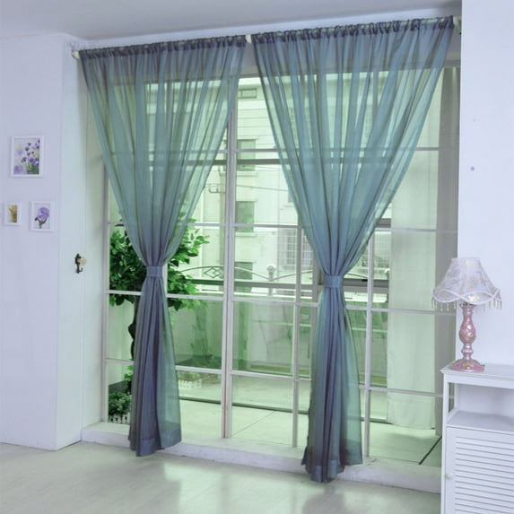 1X a Curtain 1 Pcs Pure Color Tulle Door Window Curtain Drape Panel Sheer Scarf