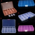 thumbnail image 1 of 1X15 Grid Plastic Necklace Storage Box Plastic 15 Slots Adjustable Jewelry Storage Box Case Craft Organizer Bead A Home Textile Storage, 1 of 5