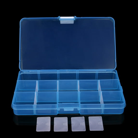 1X15 Grid Plastic Necklace Storage Box Clearance! Plastic 15 Slots Adjustable Jewelry Storage Box Case Craft Organizer Bead C Home Textile Storage