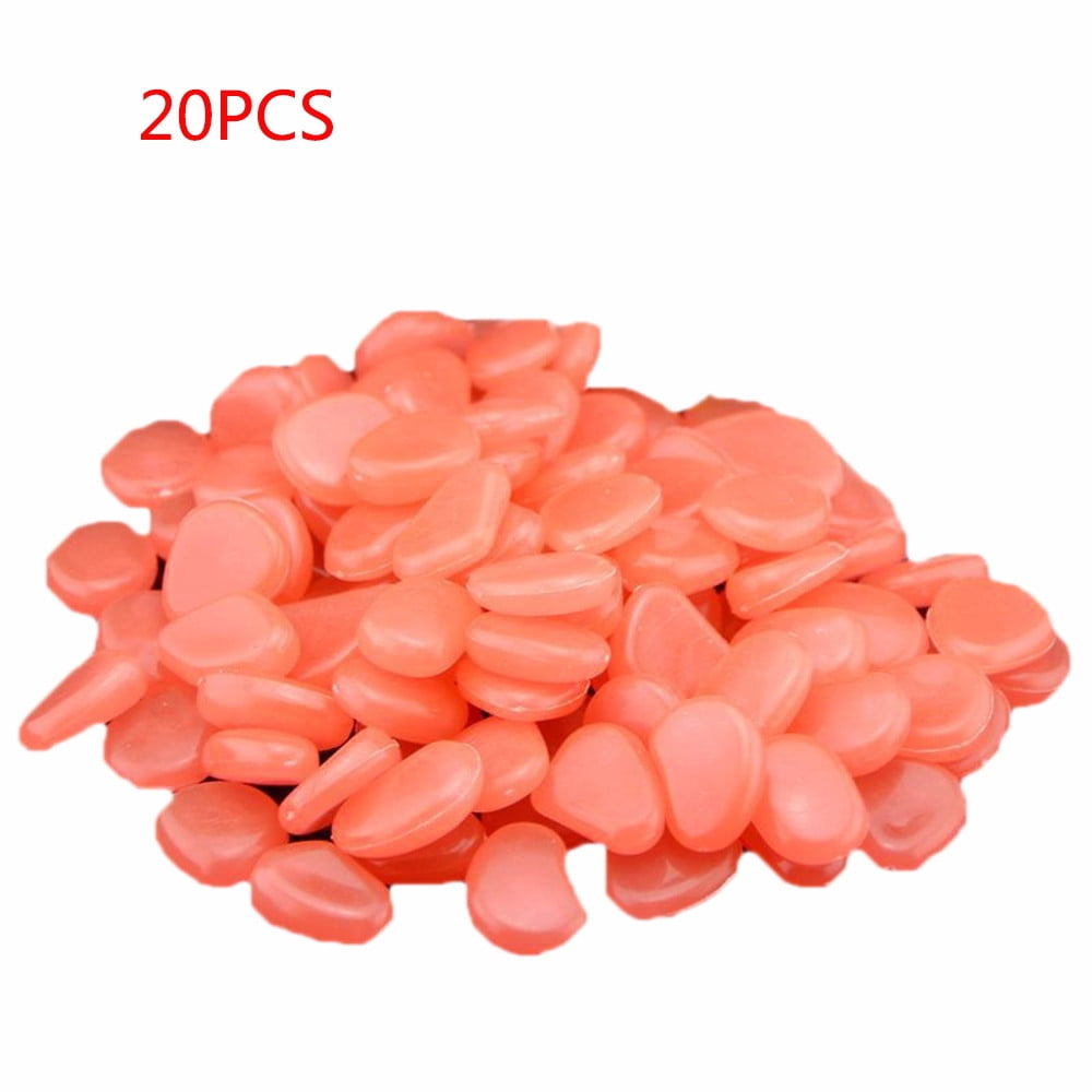 Clearance! 1X20Pcs Luminous Stone 20 Glow in Dark Pebbles Stone Home Garden Walkway Aquarium Fish Tank Valentine Flash Sale!