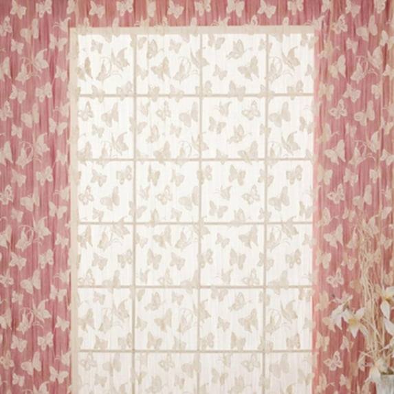 1X2M Sheer Voile Embroidered Butterfly Pattern Shade Curtain Offset Print Tulle Window Door Drape Curtain for Bedroom Living Room Balcony House
