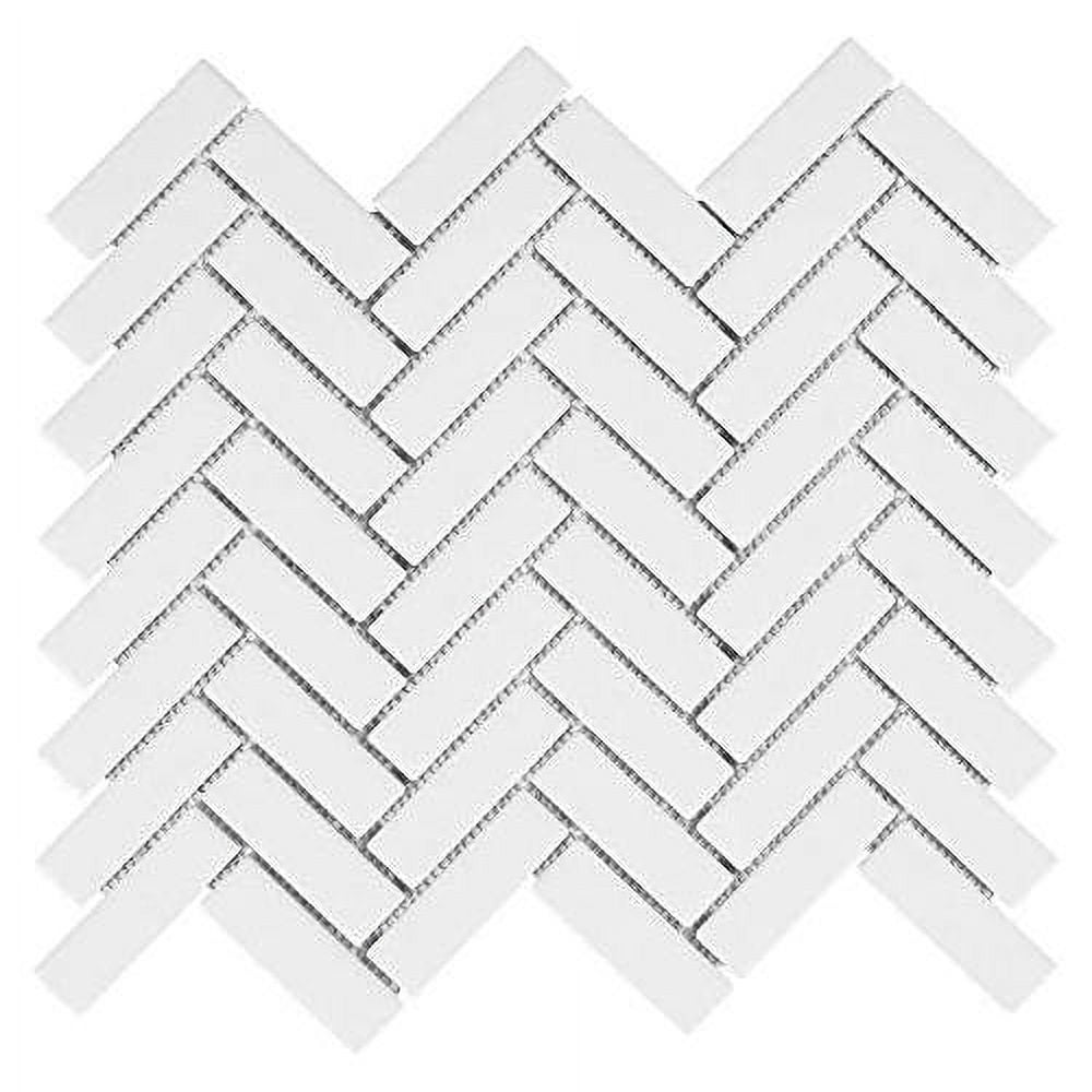 1X3 High Gloss Polished Finish White Herringbone Porcelain Mosaic Tile