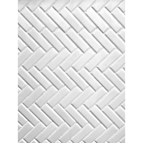 1X3 White Shiny Ceramic Mosaic Decorative Wall And Floor Tile (Single Sheet)