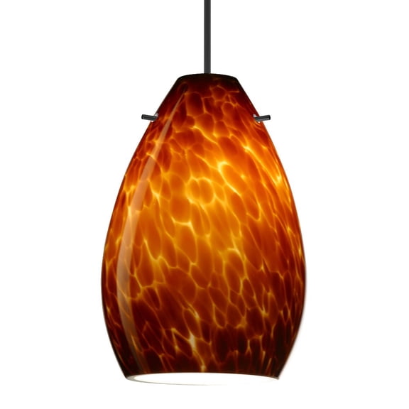 1XT-171318-LED-BK Besa Lighting Pera 6-One Light Cord Pendant with Flat Canopy-4.5 Inches Wide by 6.5 Inches High-Black Finish-Amber Cloud Glass