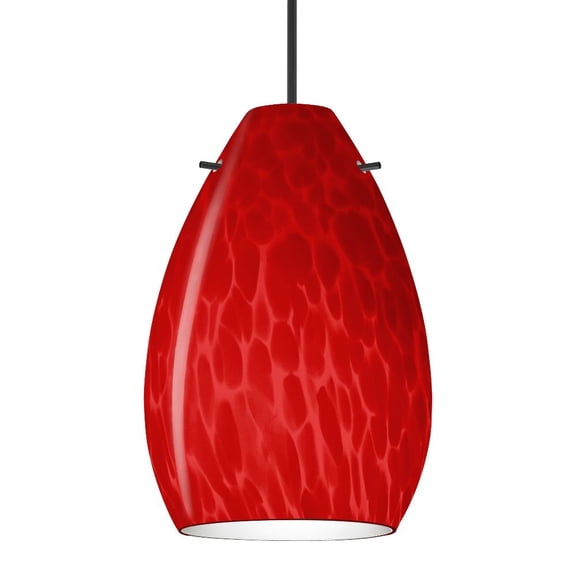 1XT-1713RC-LED-BK Besa Lighting Pera 6-One Light Cord Pendant with Flat Canopy-4.5 Inches Wide by 6.5 Inches High-Black Finish-Red Cloud Glass