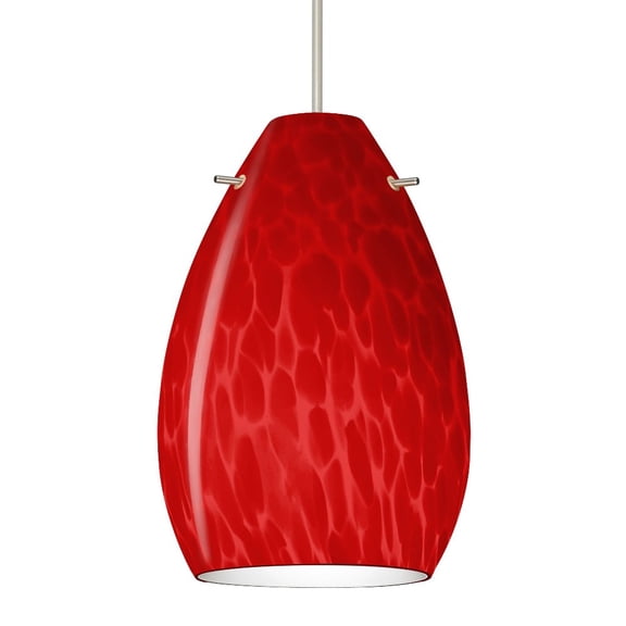 1XT-1713RC-LED-SN-Besa Lighting-Pera 6-One Light Cord Pendant with Flat Canopy-4.5 Inches Wide by 6.5 Inches High-Satin Nickel Finish-Red Cloud Glass