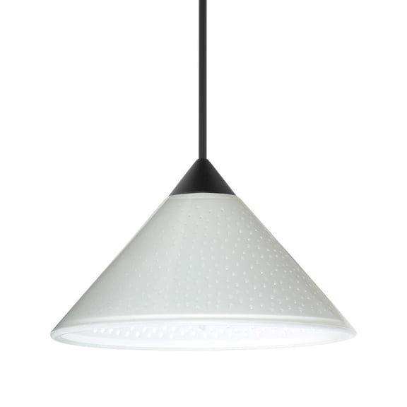 1XT-282453-BK Besa Lighting Kona-One Light Cord Pendant with Flat Canopy-5.5 Inches Wide by 2.5 Inches High-Black Finish-White Starpoint Glass