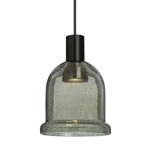 1XT-KIBAMS-LED-BK Besa Lighting Kiba - 4.5 Inch 3W 1 LED Cord Pendant-Black Finish-Moss Bubble Glass Color