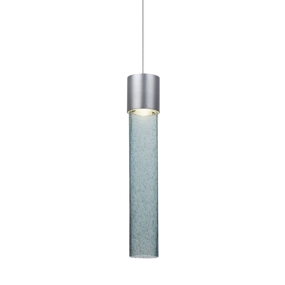 1XT-WAND12BL-LED-SN-Besa Lighting-Wanda 12 - 12 Inch 6W 1 LED Cord Mini Pendant with Flat Canopy-Blue Bubble Glass Color