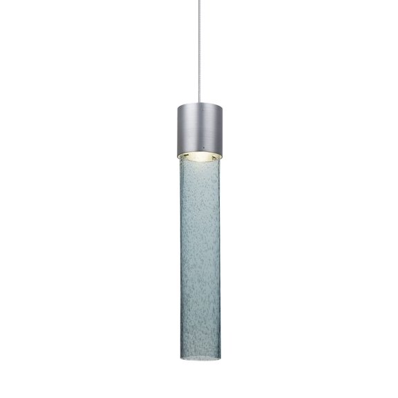 1XT-WAND12BL-LED-SN-Besa Lighting-Wanda 12 - 12 Inch 6W 1 LED Cord Mini Pendant with Flat Canopy-Blue Bubble Glass Color