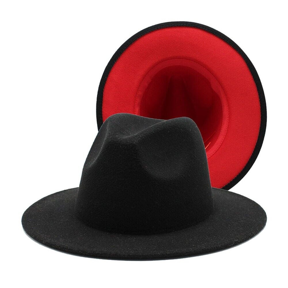 Red and black fedora hat sale