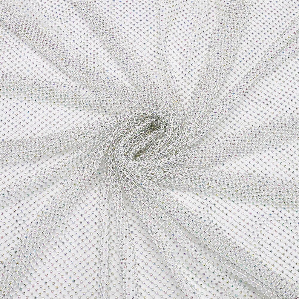 1Yard 1.6 Yards/1.5m AB Color Rhinestone Fabric Stretchy Mesh 0.5mm ...