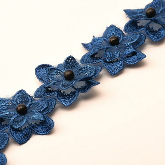 1Yard Flower Lace Trim Beaded Ribbon Embroidered Edge Sewing Wedding Decor DIY