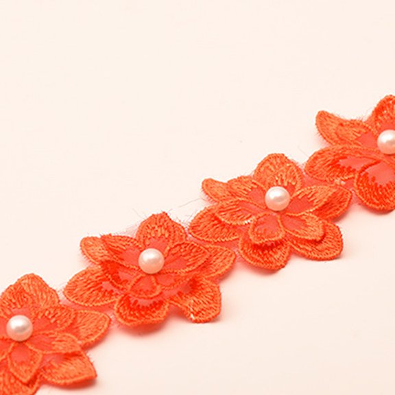 1Yard Flower Lace Trim Beaded Ribbon Embroidered Edge Sewing Wedding Decor DIY