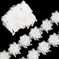 thumbnail image 1 of 1Yard White 3D Pearl Rhinestone Flower Embroidered Lace Trim Ribbon 3 inch Wide Double Layer Beaded Embroidered Lace Ribbon, 1 of 8