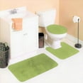 thumbnail image 1 of 3 Piece non slip shaggy chenille lime green #6 color bathroom mat rug set 1 contour mat, 1 lid toilet cover, 1 bath mat ultra absorbent with Anti-Slip Backings, 1 of 3