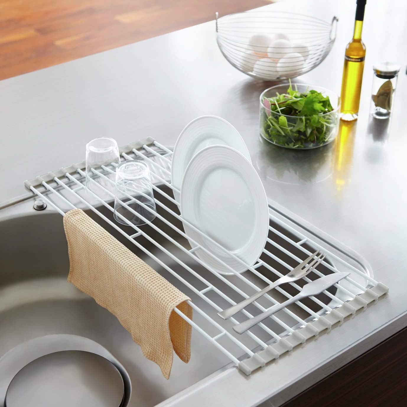 Yamazaki USA Yamazaki Home Foldable Drainer Tray - Kitchen Dish Drying Mat,  Silicone, Collapsible & Reviews