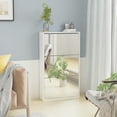 thumbnail image 1 of Prime Garden Mirror Shoe Cabinet, Mirrored Shoe Rack with 3 Tier for Entryway,White, 1 of 9
