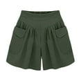 thumbnail image 1 of Yesbay Summer Girls Solid Color Elastic Waist Casual Loose Shorts with Pocket,Black 4XL, 1 of 5