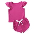 thumbnail image 1 of Toddler Girl Clothes 2 Piece Outfit Solid Ribbed Knit Tank Top and Shorts Set Baby Summer, 1 of 4