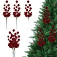 thumbnail image 1 of 21 Inch Velvet Christmas Tree Picks - Faux Branches with Velvet Balls & Leaves for Xmas Tree, Wreath, Home & Party Decor, 1 of 6