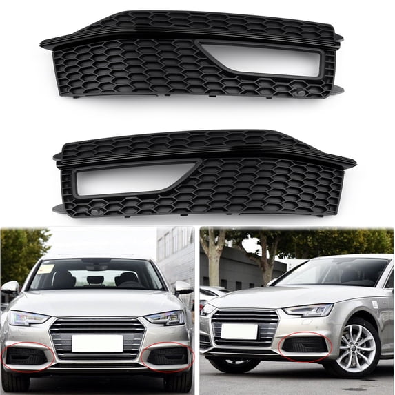 1Pair Bumper Fog Light Lamp Cover Grille Grill Fit For Audi A4 S-line S4 2013-15