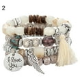 thumbnail image 1 of Yesbay 4Pcs/Set Bohemia Style Wing Beads Bracelet Women Bangle Jewelry Party Gift-White, 1 of 7