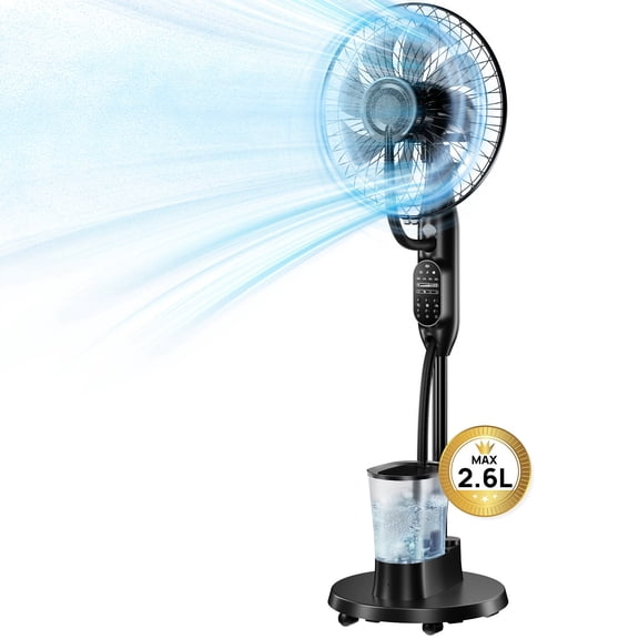 COWIN Portable Oscillating Cooling Fan with Remote Control and Water Tank Pedestal Mist Fan