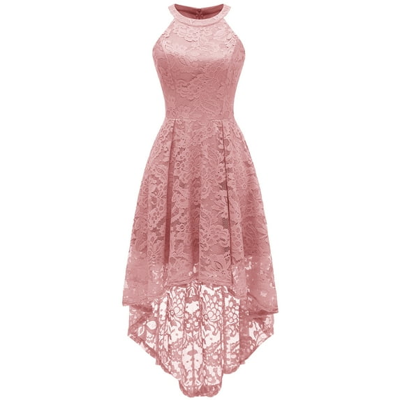 Market In The Box Women's Halter Hi-Lo Floral Christmas Lace Dress Bridesmaid Party Cocktail Dresses