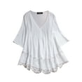 thumbnail image 1 of Niuer Fall Women Plus Size 3/4 Sleeve V Neck Tops Casual Tunic Blouse Loose Shirt Oversized Kaftan Gypsy Shirt Tops Thin Pullover Tops Size S-5XL, 1 of 4