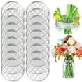 thumbnail image 1 of NUAHRHY 18Pcs Mason Jar Frog Lid 2.75 inches Metal Flower Frog Lids Silvery Mason Grid Flower Organizer Mason Canning Jar Inserts Home for Regular Mouth Canning Jars Floral Vases, 1 of 12