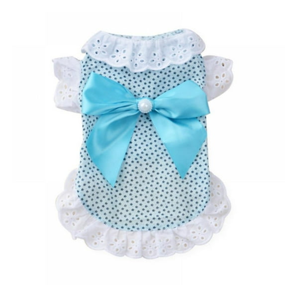 Cotton Lace Floral Bow Pet Dog Dress For Small Dogs Summer Chihuahua Pug Yorkie Clothing Puppy Cat Clothes Dog Wedding Dresses