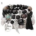 thumbnail image 1 of Yesbay 4Pcs/Set Bohemia Style Wing Beads Bracelet Women Bangle Jewelry Party Gift-Black, 1 of 7