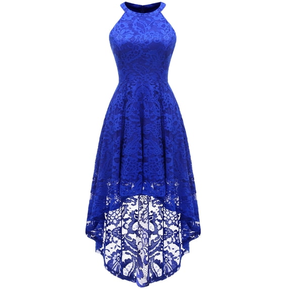 Market In The Box Women's Halter Hi-Lo Floral Christmas Lace Dress Bridesmaid Party Cocktail Dresses